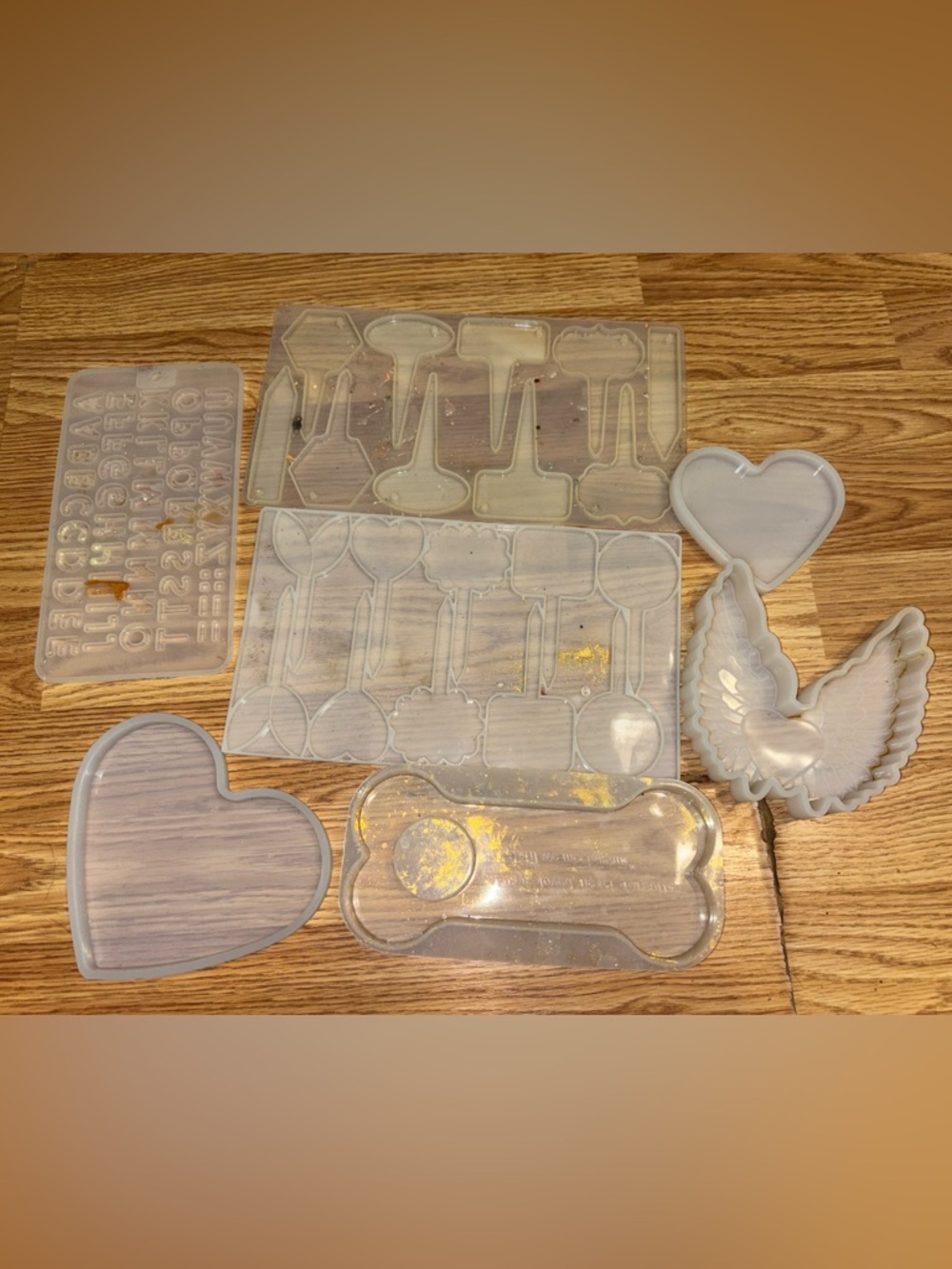 Clear Resin Mold Set for Home Crafts - plant labels, pet memorial, heart molds